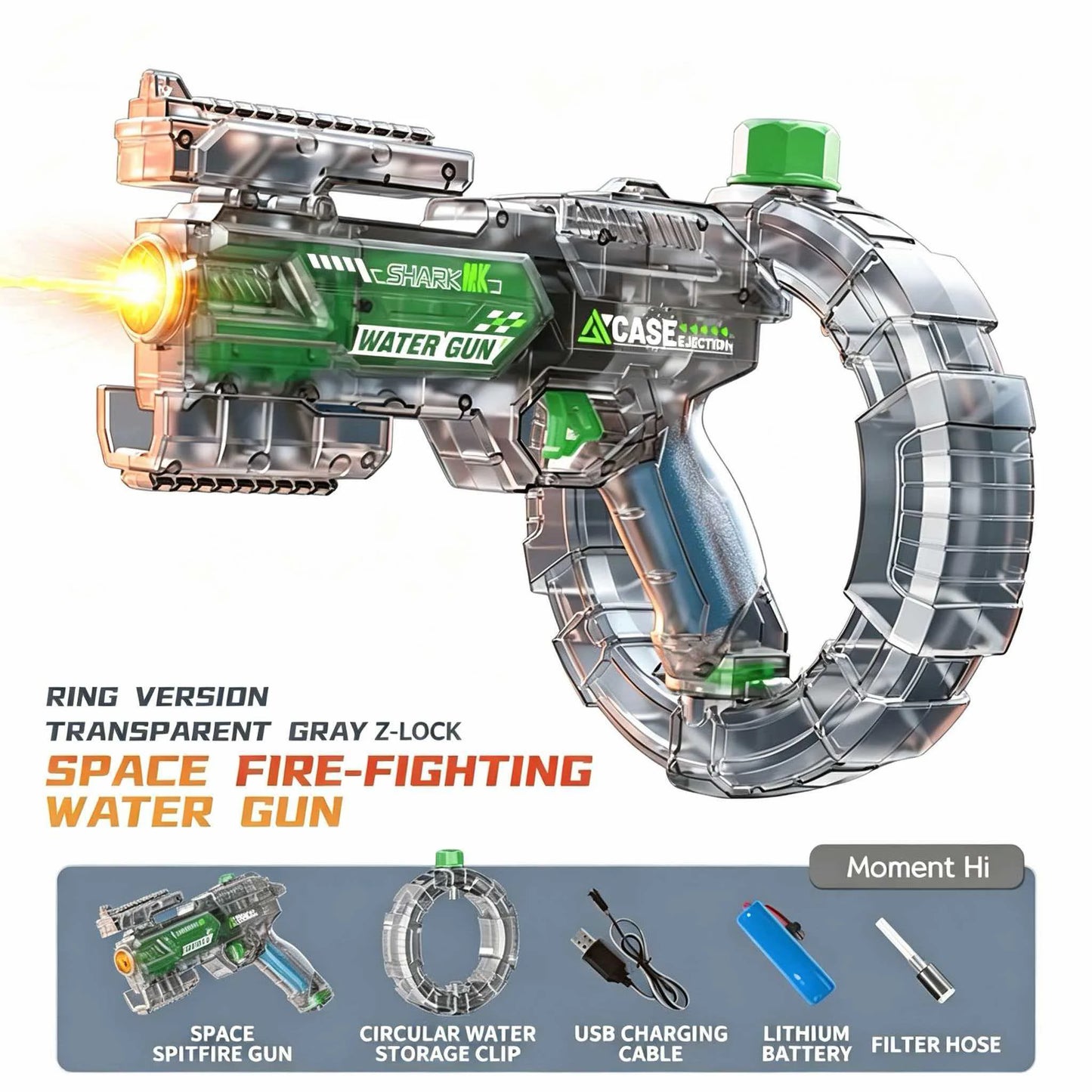 Pistola ad acqua con caricatore a cerchio con luci a led