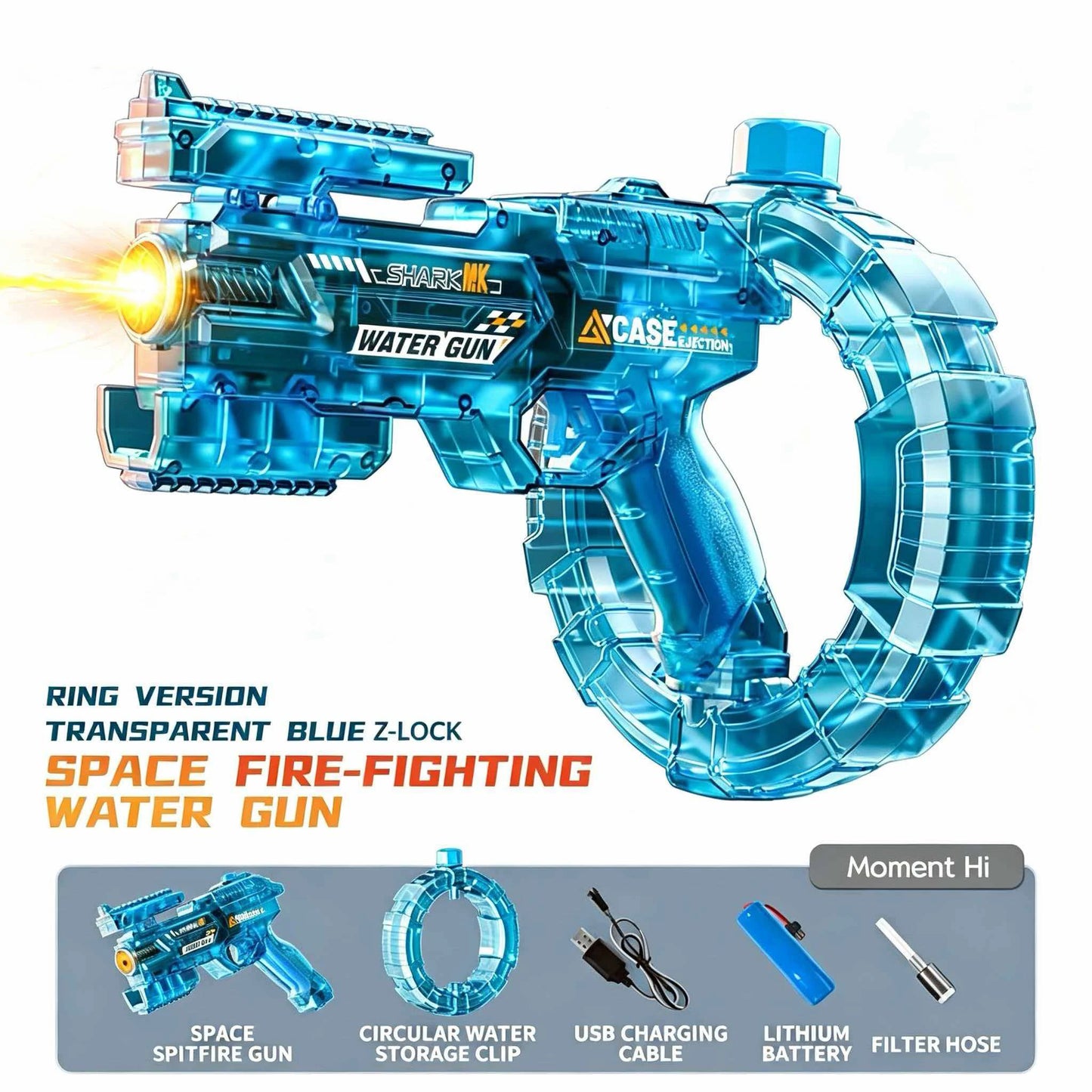 Pistola ad acqua con caricatore a cerchio con luci a led