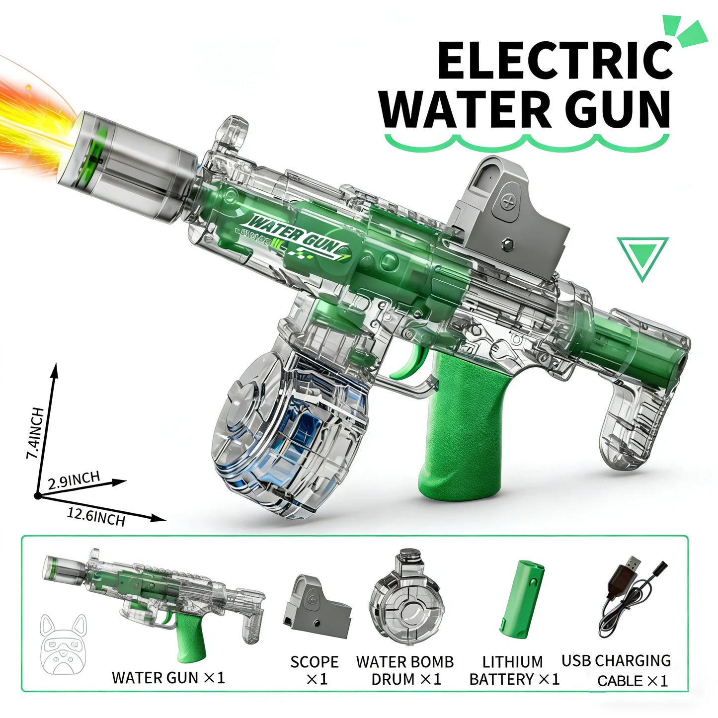 Pistola ad acqua MP5 con luci a led