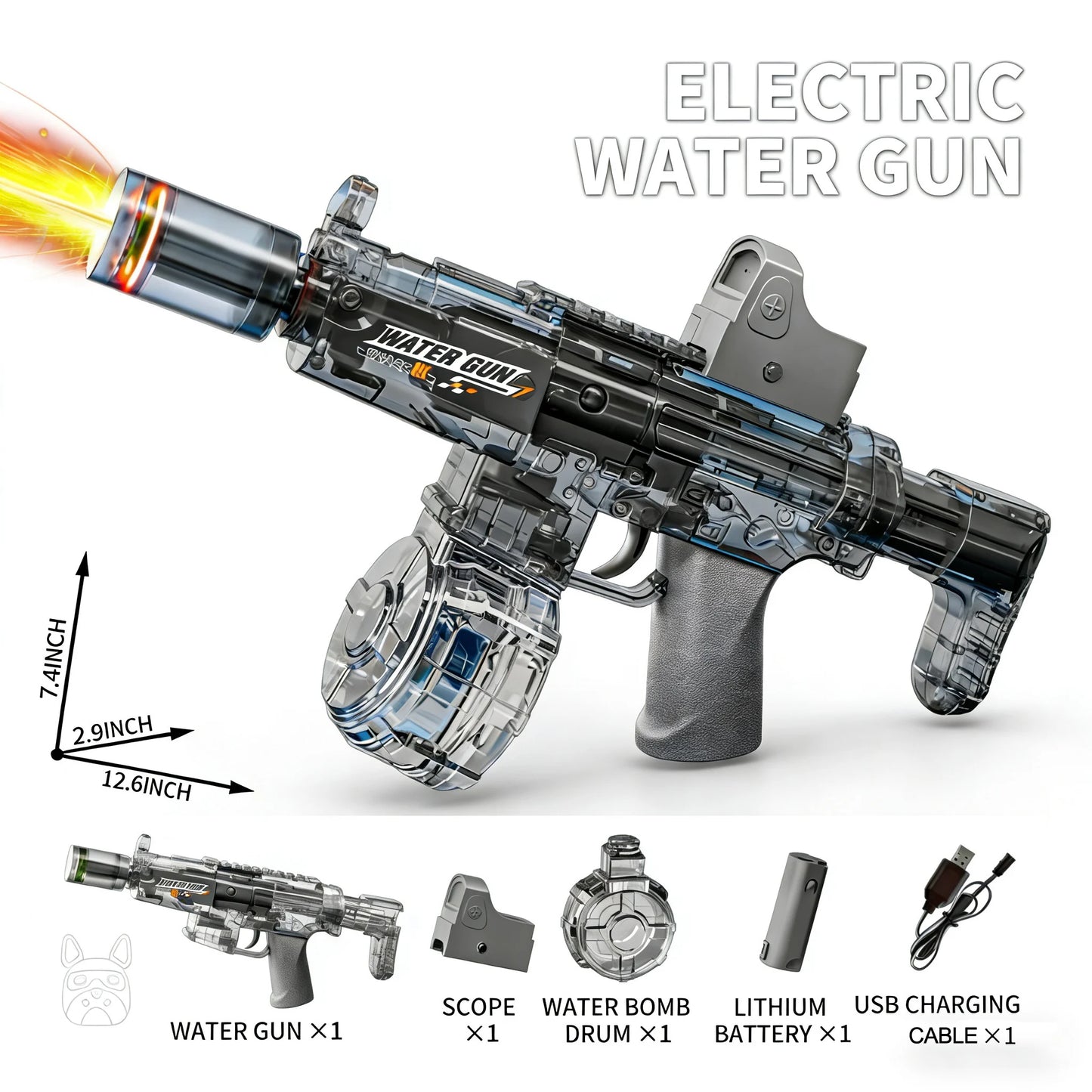 Pistola ad acqua MP5 con luci a led