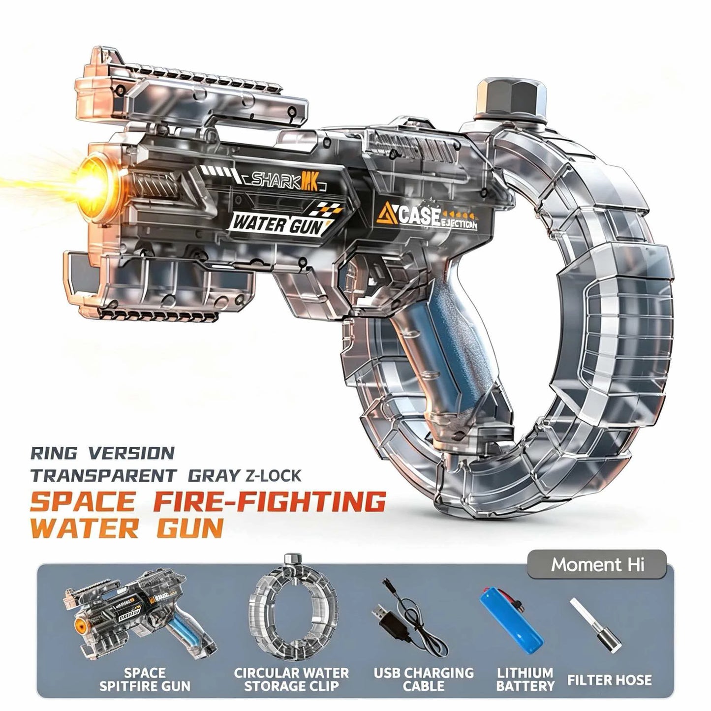 Pistola ad acqua con caricatore a cerchio con luci a led